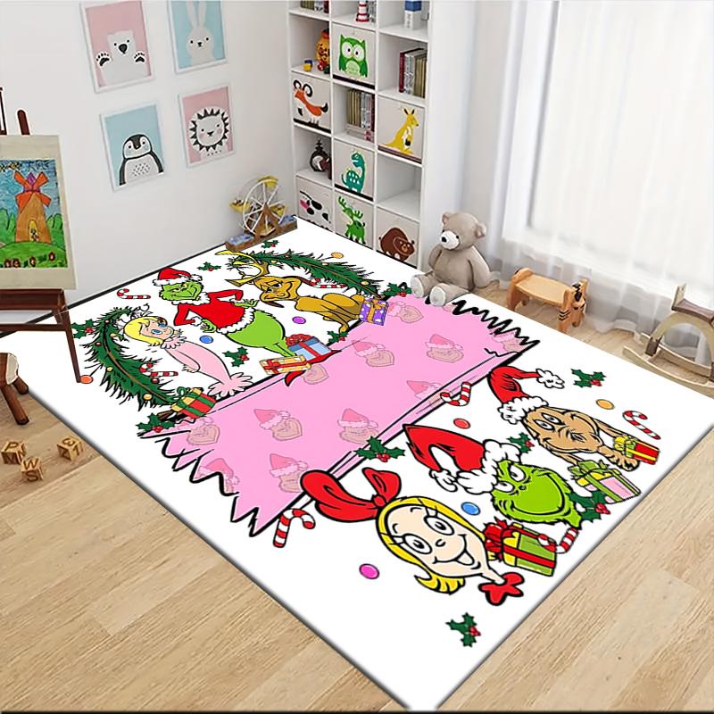 Christmas Grinch Friends Carpet Rug Soft Washable Antislip Home Living Room Sofa Mats Personalized Christmas Rug