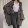 Korean Chic V-Neck Lantern Sleeve Knit Cardigan Sweater Coat