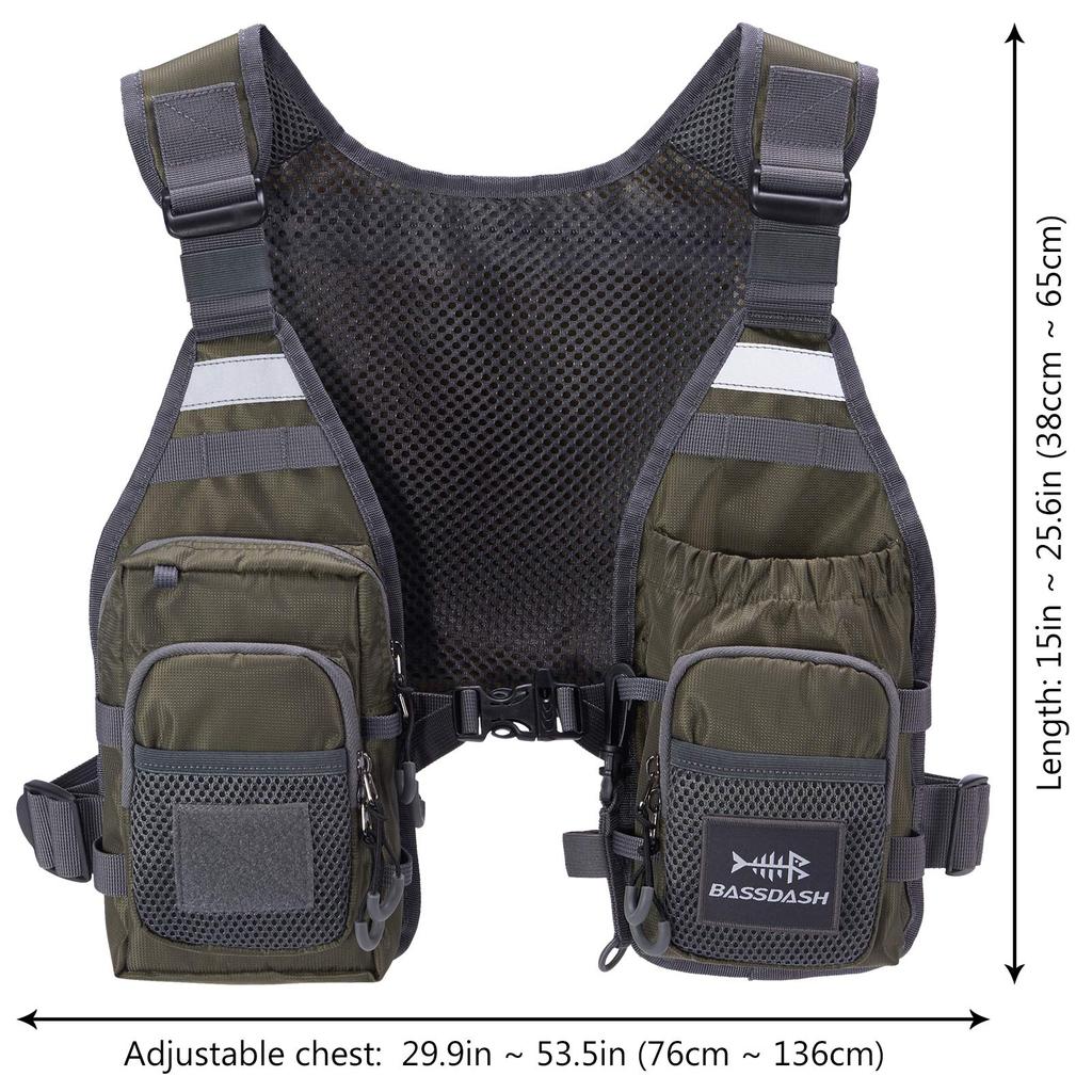 Bassdash FV08 Lightweight Unisex Short Mesh Fishing Vest (No Buoyancy)