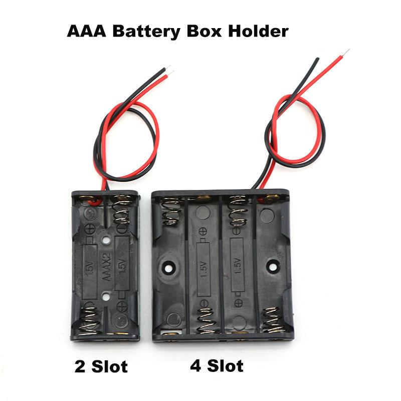 2pcs/5pcs 1.5V Slot AAA Battery Case Battery Box AAA Battery Holder With Leads Wire With 2 4 Slots AAA 3A 6v 2x1.5v 4x1.5v