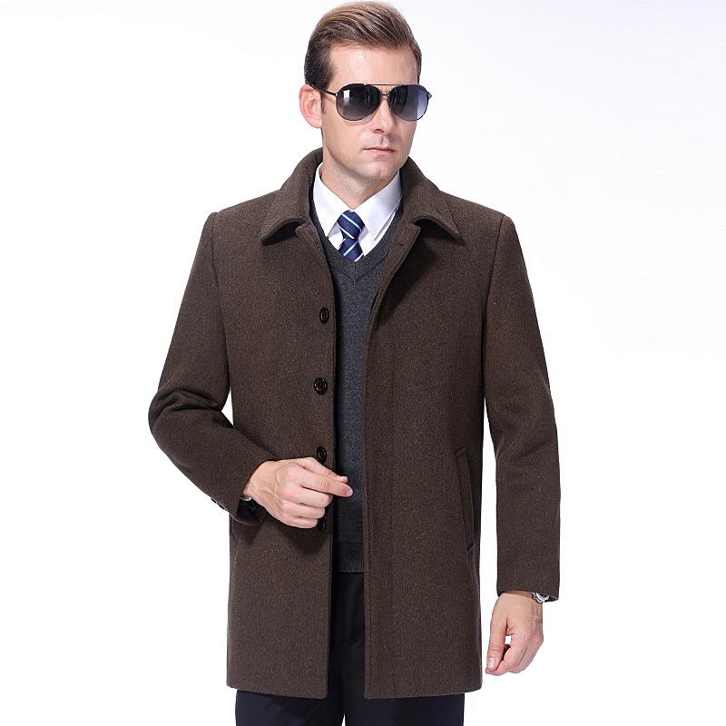 2024 Men's Mid-Length Wool Cashmere Coat - Winter Plus Size Business Style