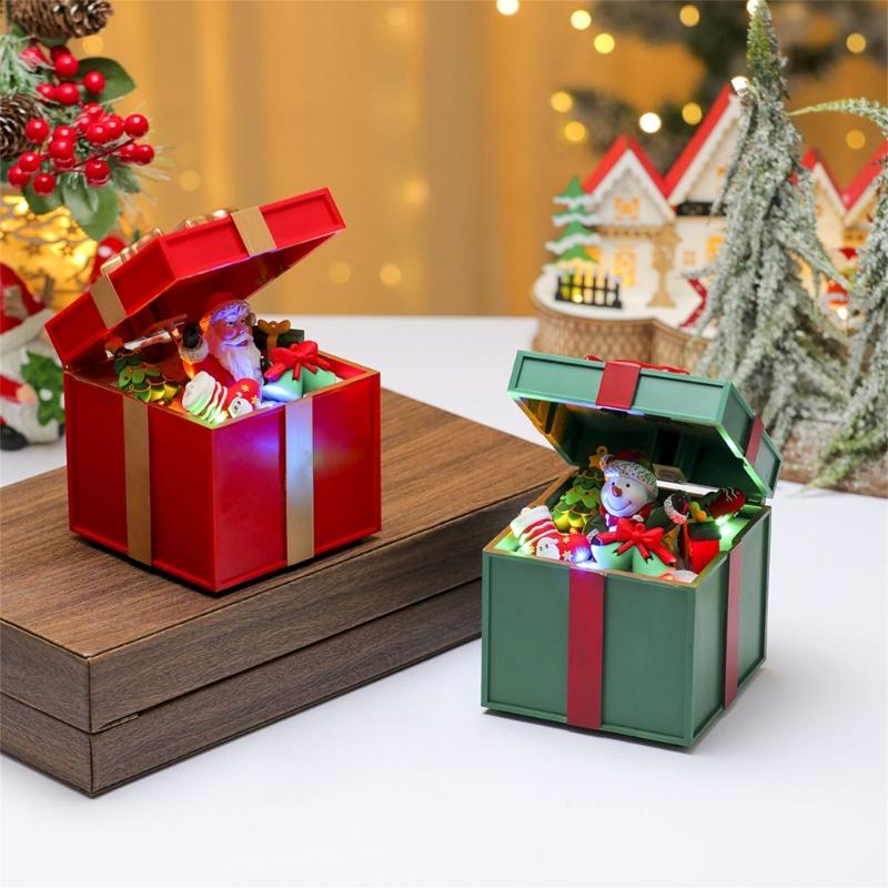 Holiday Music Boxes With Builts In Christmas Songs LED Illuminateds Decoration Durable PC Materials USB Operated For Family Gatherings