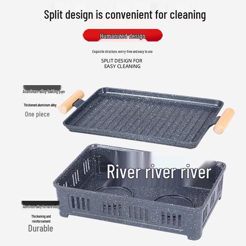ZISIZ Small Rectangular Aluminum Alloy Grill Pan