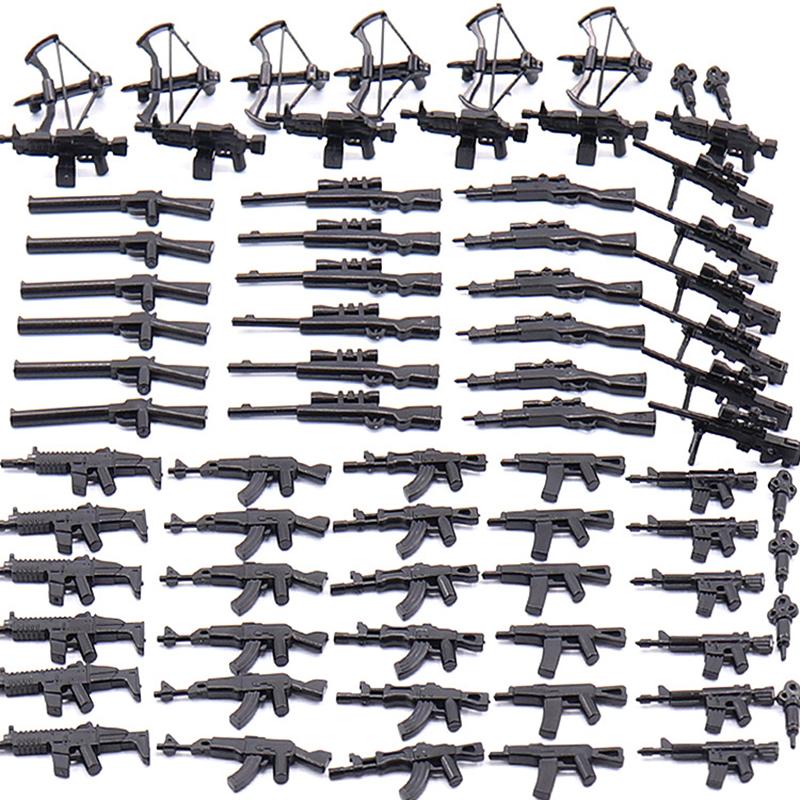 25/50/100Pcs Military Weapons SWAT Gun Cannon Soldier Army Police Hat Building Blocks Figure Accessories Model Bricks DIY Toy