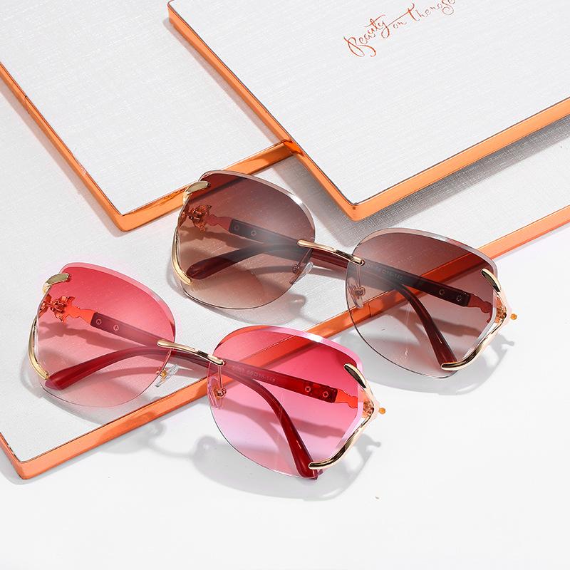 Fox Head Women'S Sunglasses Metal Frameless Trimmed Sunglasses Elegant Sunglasses