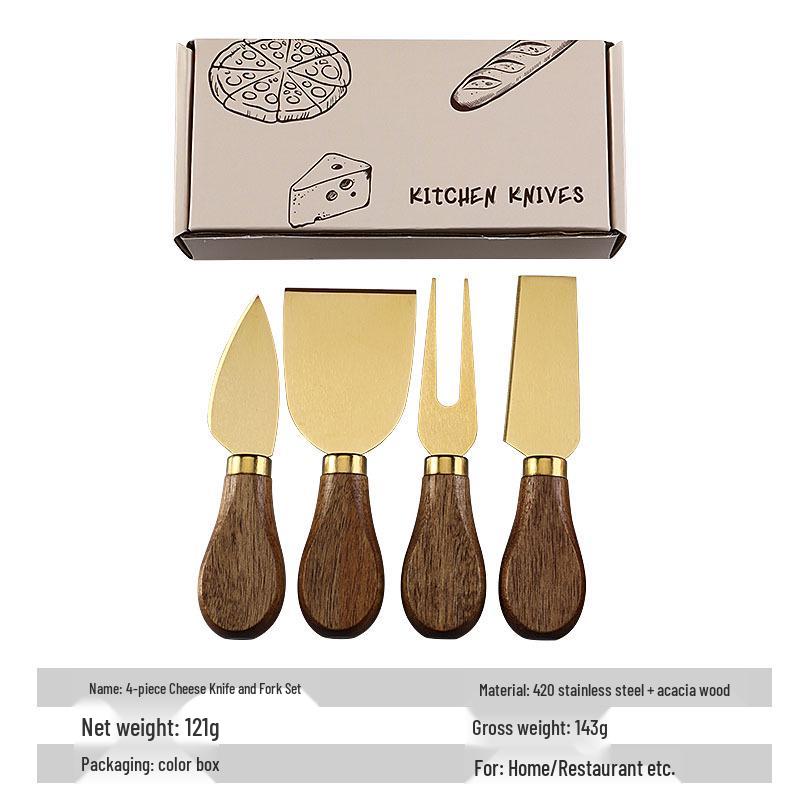 Acacia Handle Stainless Steel Cheese and Butter Knife Set
