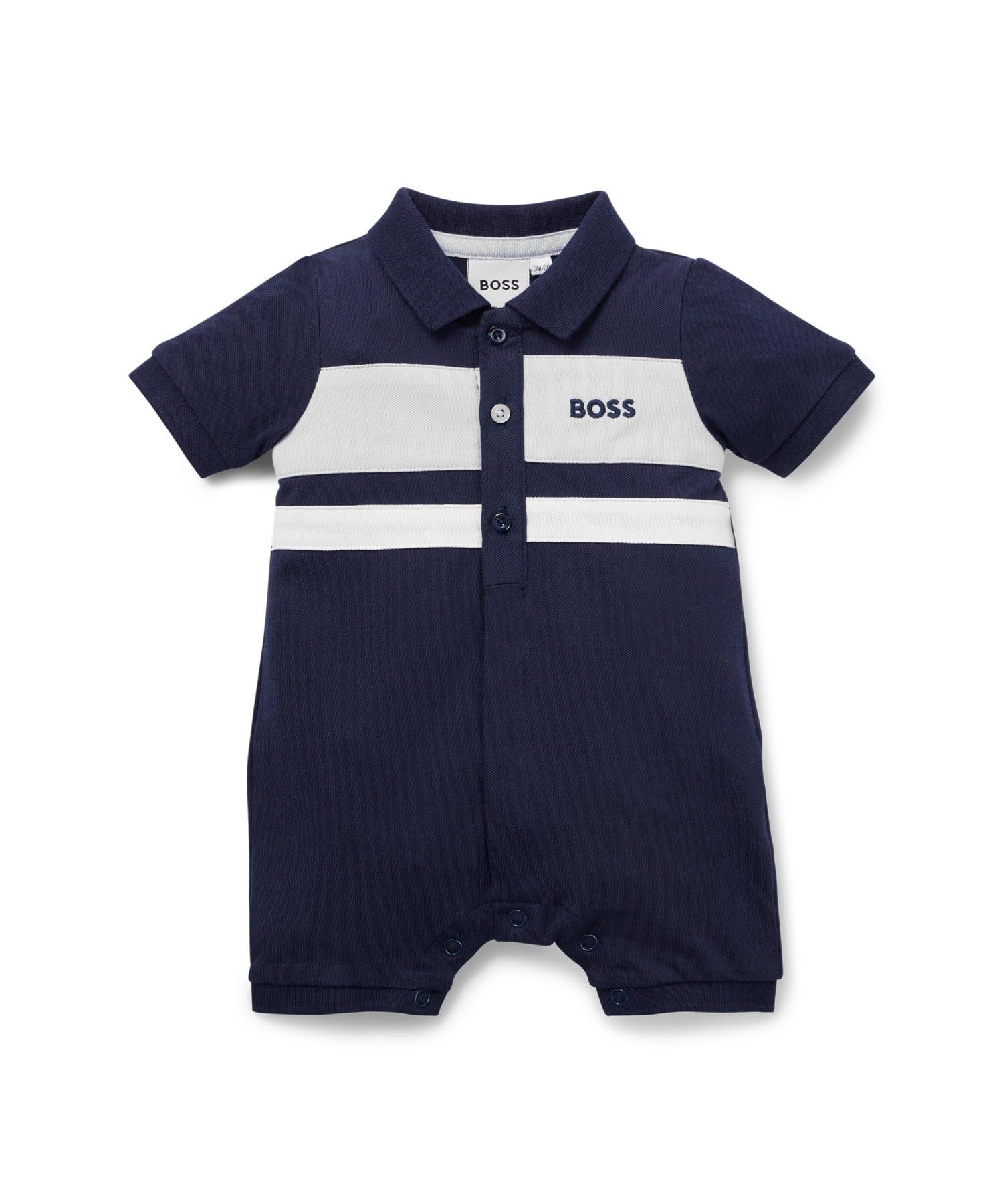 

BOSS Baby Stretch Stripes Size Dark Blue Jumpsuit, Cotton, & Logo, 67, темно-синий