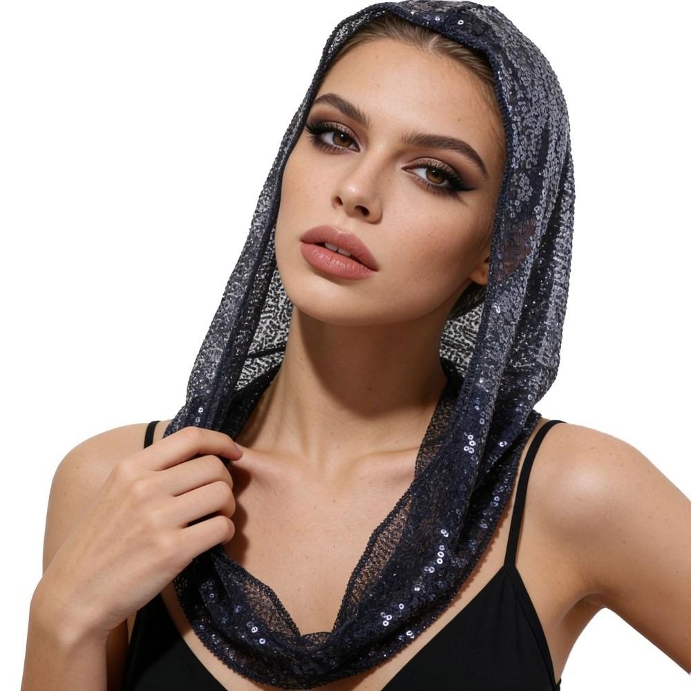 Lace Sequin Hooded Headscarf Breathable Lace Head Cover New Pullover Hat Costume Accessories
