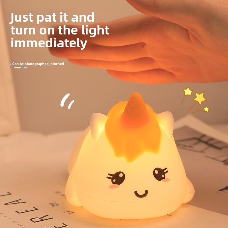 Cat Dinosaur Unicorn Silicone Night Light Mushroom Dog Lamp Kids Room Decor Gift