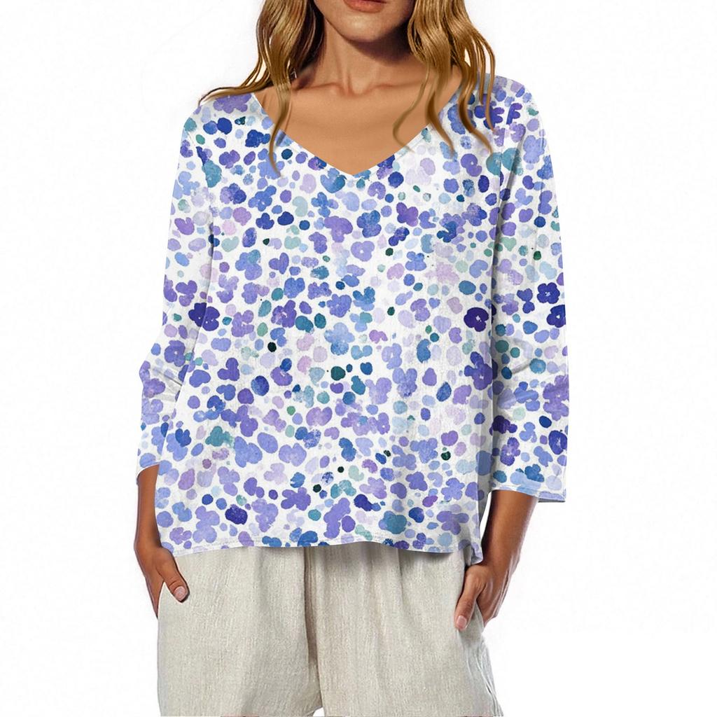 3/4 Length Sleeve Womens Tops Summer Trendy  V-Neck Blouses Dressy Casual  T-Shirt Summer Outfits Beach Vacation