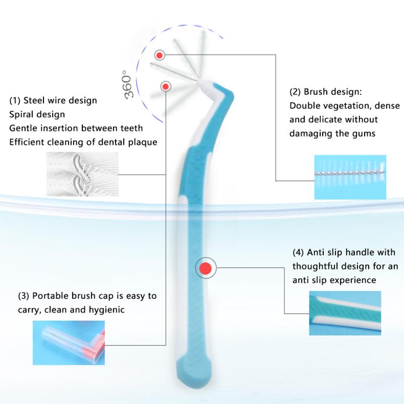 Lot de 5 brosses interdentaires en silicone en forme de L pour retirer les cure-dents, outils de nettoyage buccal multicolores, fournitures de matériel dentaire