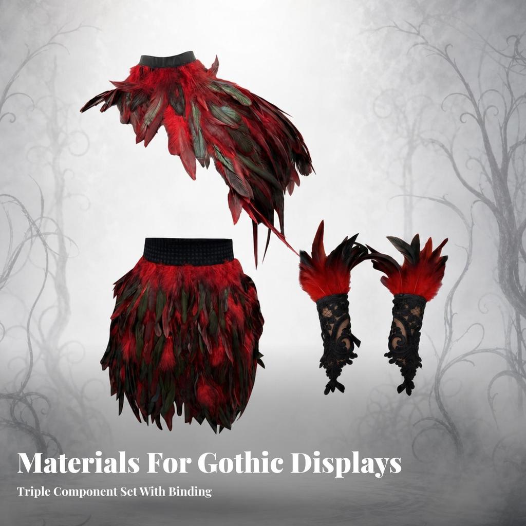 Layered Feather Costume Ensemble with Elastic Waist Skirt Feathered for Halloween Costumes,