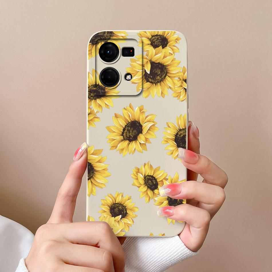 

Case For OPPO Reno 7 Pro Lite Pretty Flower Liquid Silicone Camera Lens Protection Cover For OPPO Reno7 7Lite 7Z 7Pro Funda Capa OPPO Reno 7 (5G)