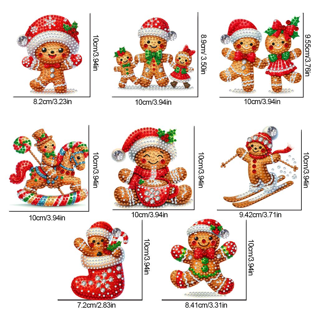 8Pcs Acrylic Special Shaped Christmas Cartoon Hanging Diamond Art Kits 5D DIY Diamond Art Hanging Decorations Bedroom Decoration