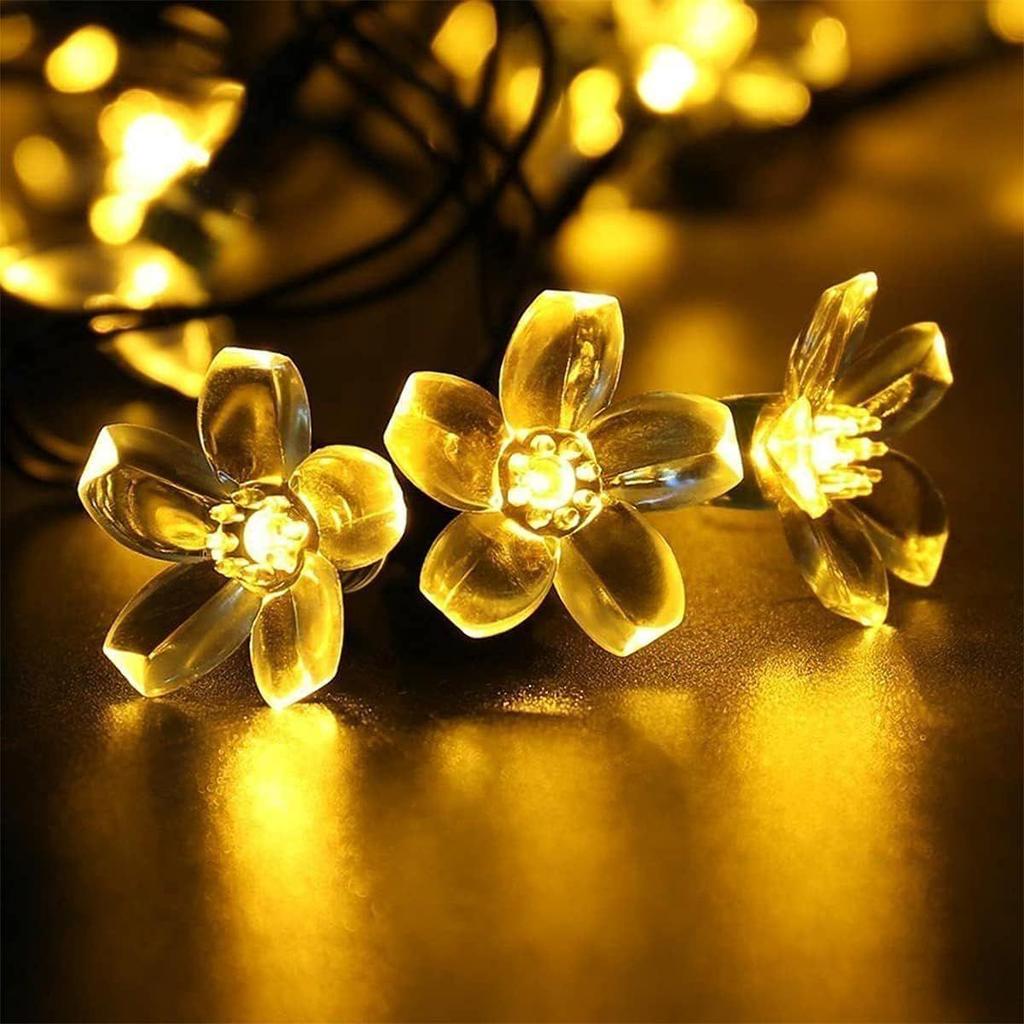16 Plastic Flower String Diwali Lights for Decoration for Home, Led Curtain Light Warm White 3Mtr Indoor/Outdoor Lights (Battery Not Included)
