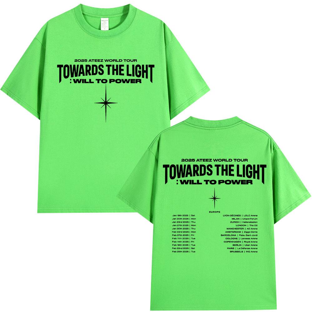 

Ateez Мировой тур 2025 Навстречу свету: Футболка Воля к власти Мужская Женская Корейская K-pop Мода Высокое Качество Повседневные Хлопковые Футболки 4XL