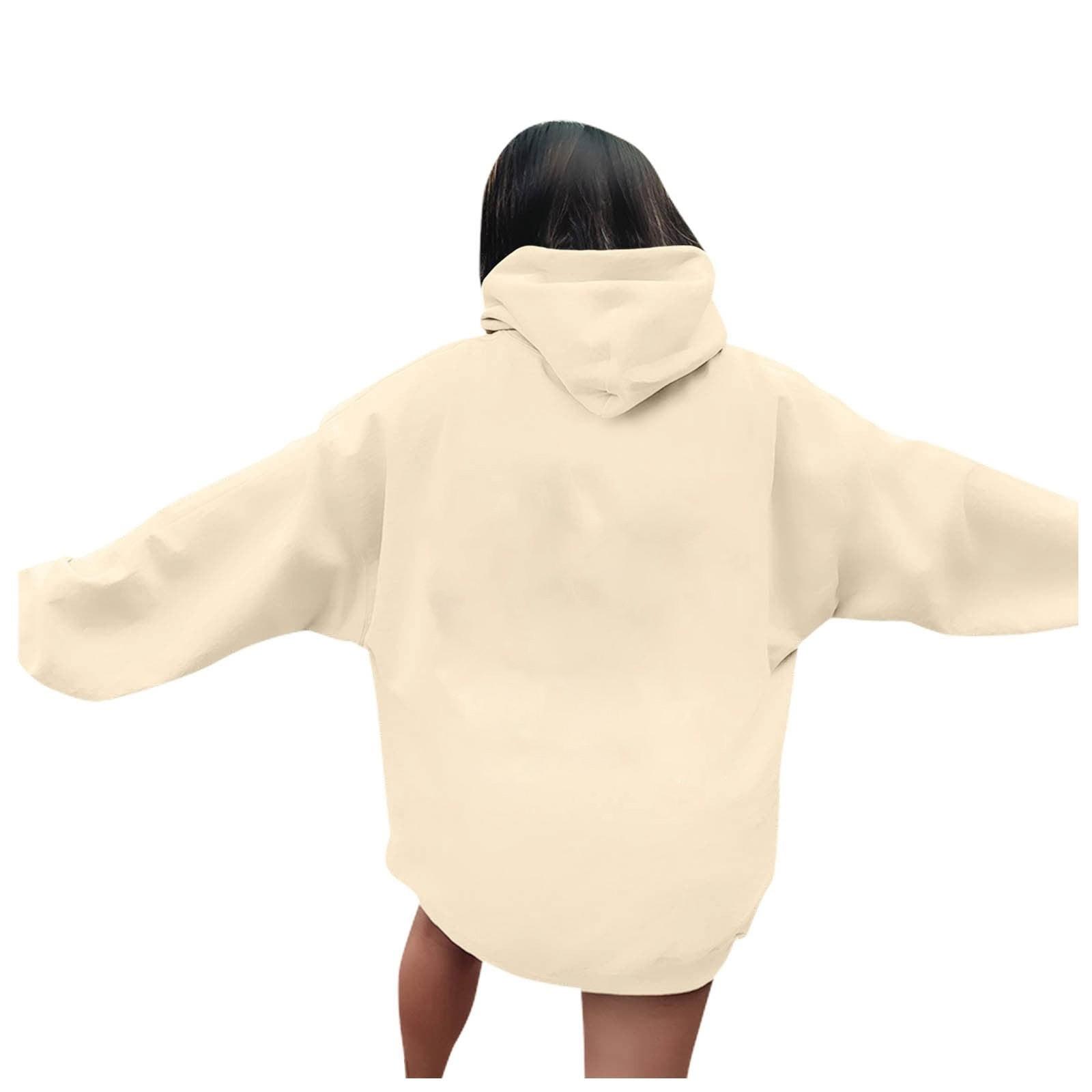 Женская однотонная толстовка с капюшоном и длинным рукавом с принтом M белый — фото 5