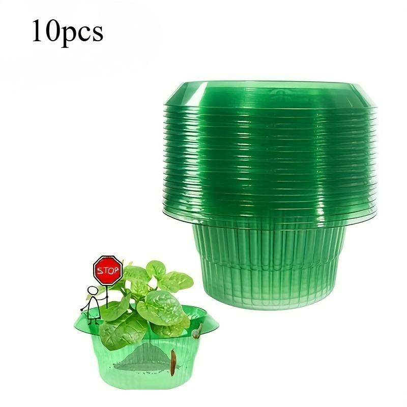 5/10pcs Green Transparent Round Snail and Slug Protection Covers - Reusable Plastic Slug and Snail Plant Protectors