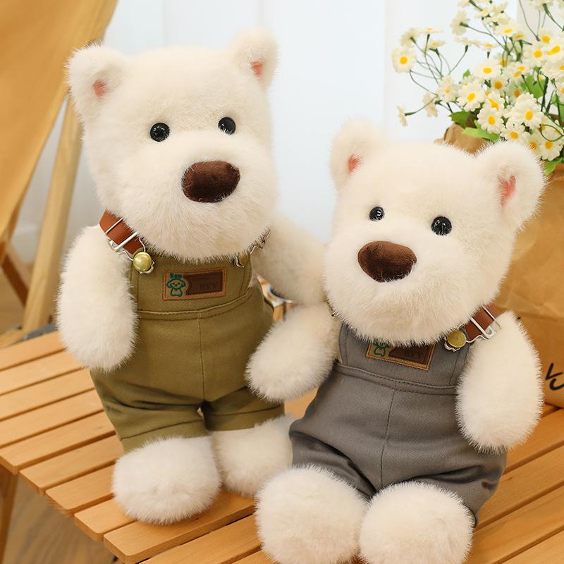 Cute West Highland Dog Plush Toy Can Be Taken Off Overalls Puppy Doll Doll Comforting Sleeping Doll