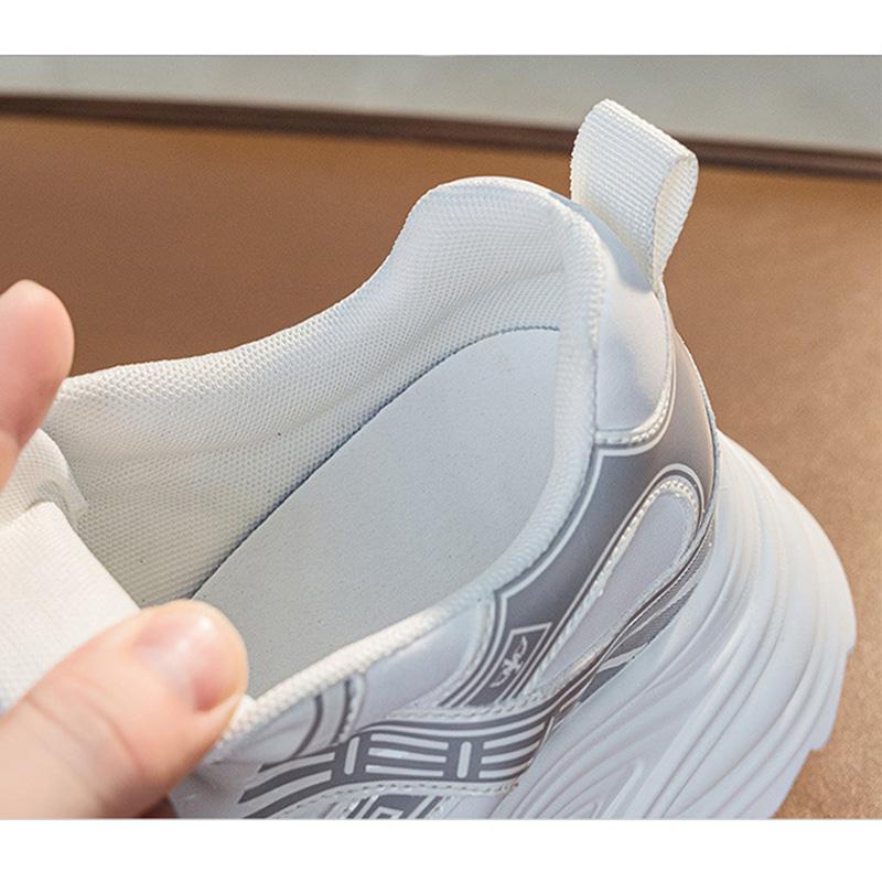 Genuine Leather Chunky Sneakers Women Flat Platform White Shoes Thick Sole 8cm Fashion Brand Ladies Sneakers