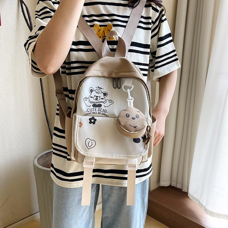 

New Trendy Fashion Backpack Women s Large Capacity Korean Version Casual Children s Backpack Cute Printed Kindergarten School Bag one size fits all хаки