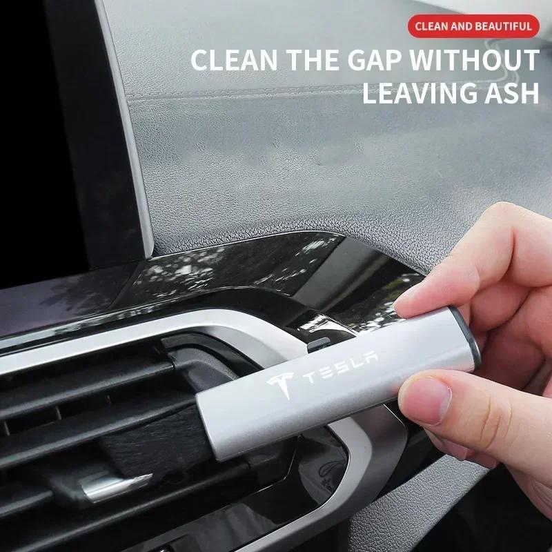 Car Sticker 2025 New Tesla Car Dust Brush Mini Air Outlet Air Conditioning Cleaning Sweep Dust For Tesla Model 3 Model X Y MODEL
