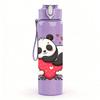 1PC Heart Panda Cartoon 750ml Color Plastic Sports Water Bottle Leakproof Flip Straw Lid Suitable for Sports Office Home Use