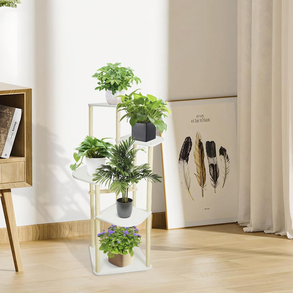 GIBLEA Flower 5 Flower Houseplant Bonsai Planter Easy Assembly Stand, Indoor, Tiers, Stand, Stand, Wooden, Shelf, Stand, Stylish, Step-like,