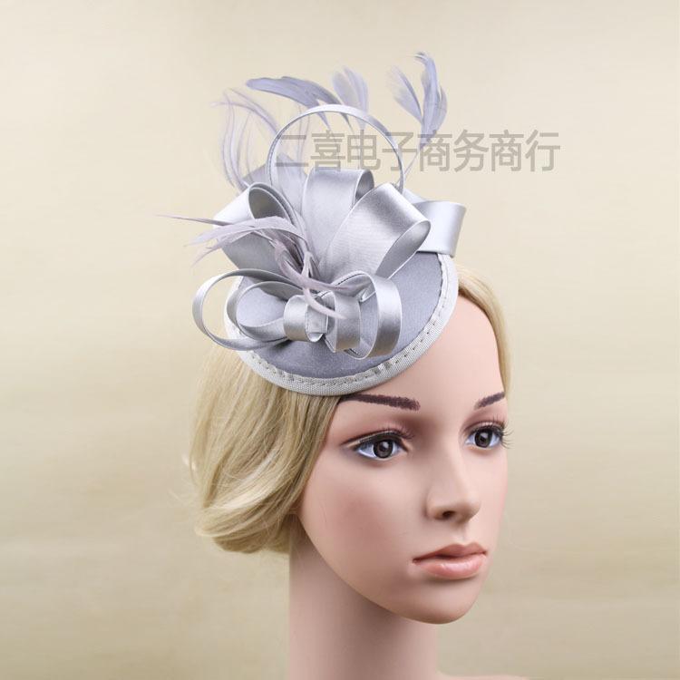 European and American boutique bridal headgear feathers hair accessories mesh head flower stage party hairpin top hat