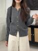 Highly Recommended! Women's Korean-Style Wool Knit Cardigan in Raspberry Color with Gold Buckle - Soft, Fluffy, High-End Sweater Coat.