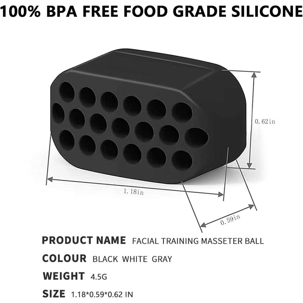 Jawline Exerciser for Man and Woman - 3 Resistance Levels BPA Free Silicone Jaw Trainer & Shaper - Gum Tablets 6-pack