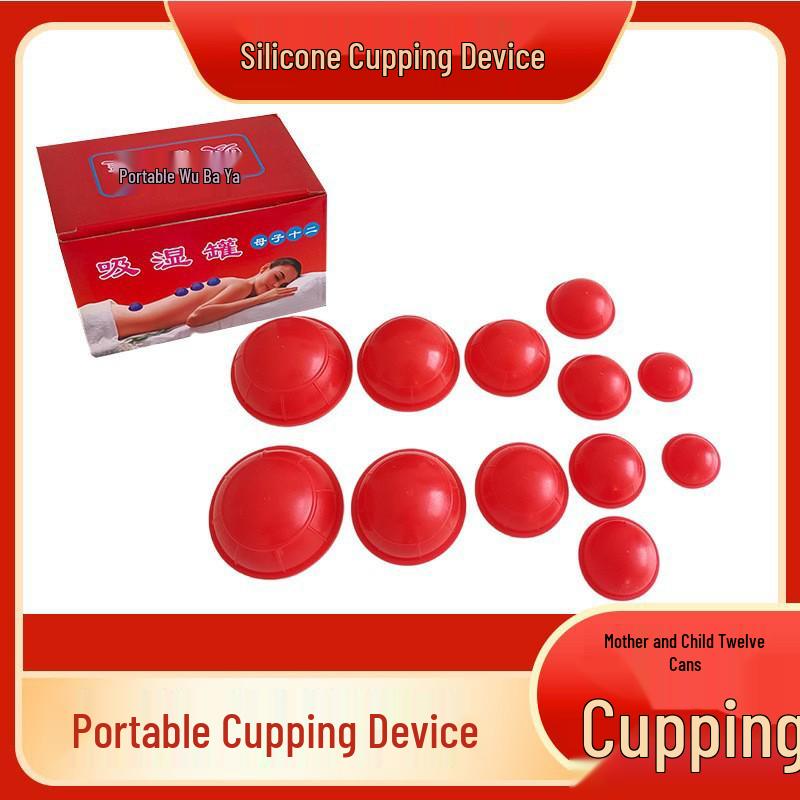 Schröpfset aus Silikon: Feuchtigkeitsabsorbierendes 12-teiliges Mutter-Kind-Unterdruckgerät