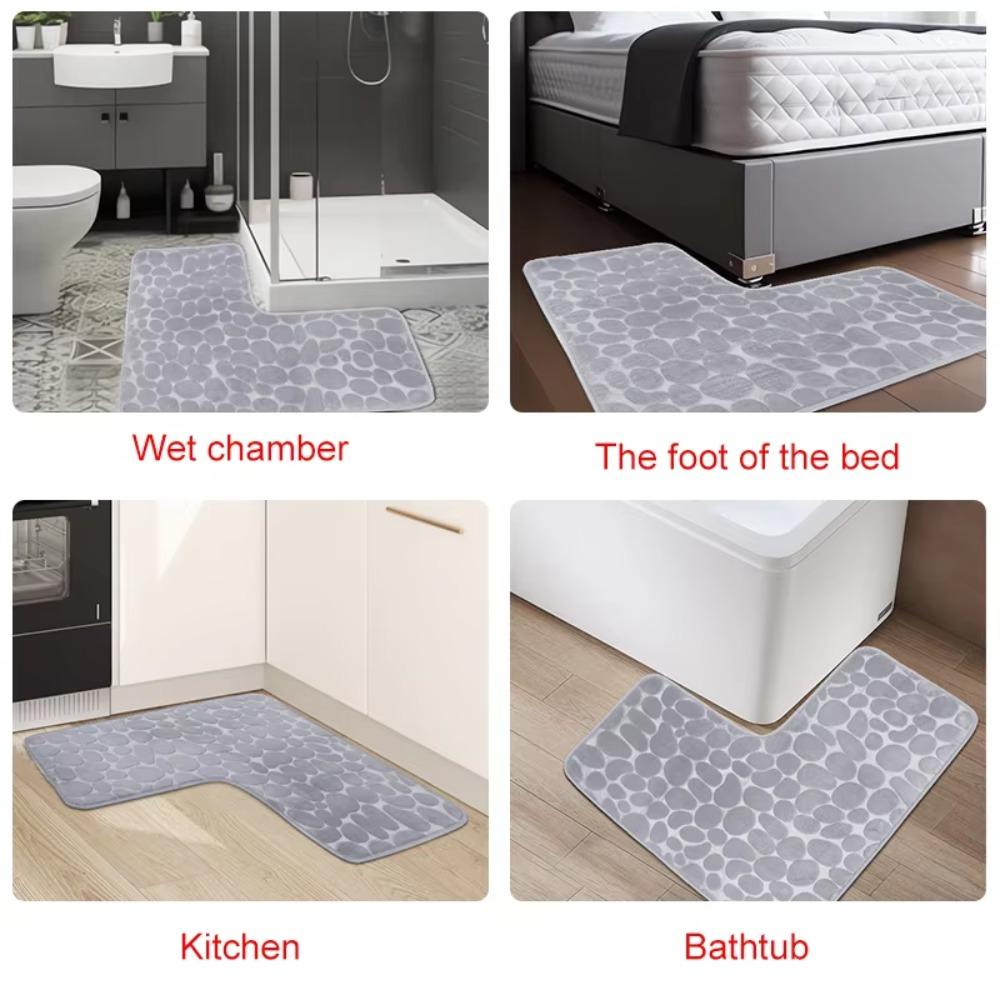 Non-slip Bath Mat Cobblestone Bathroom Rug NEW Durable Corner Mat