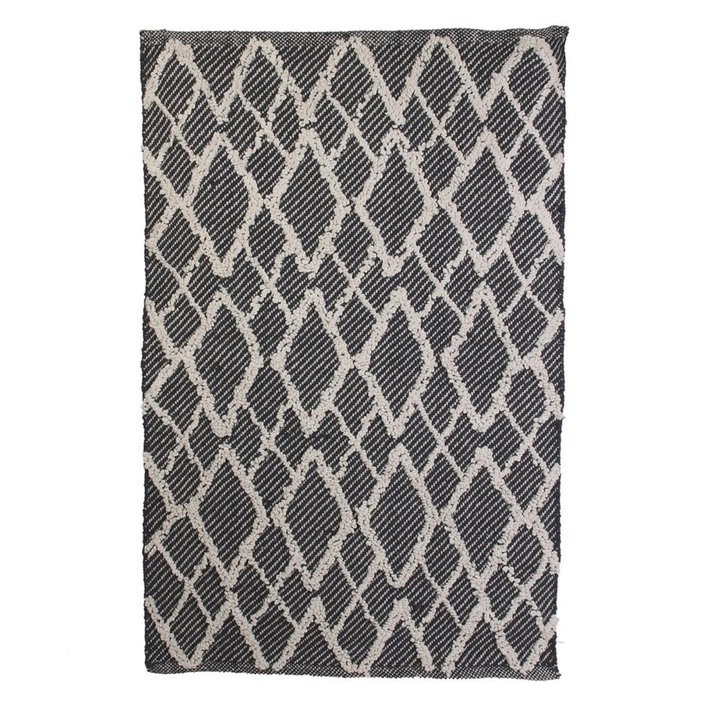 Les Trésors De Lily [R2499] - 'Boho' Black Beige Cotton Rug - 90x60 Cm