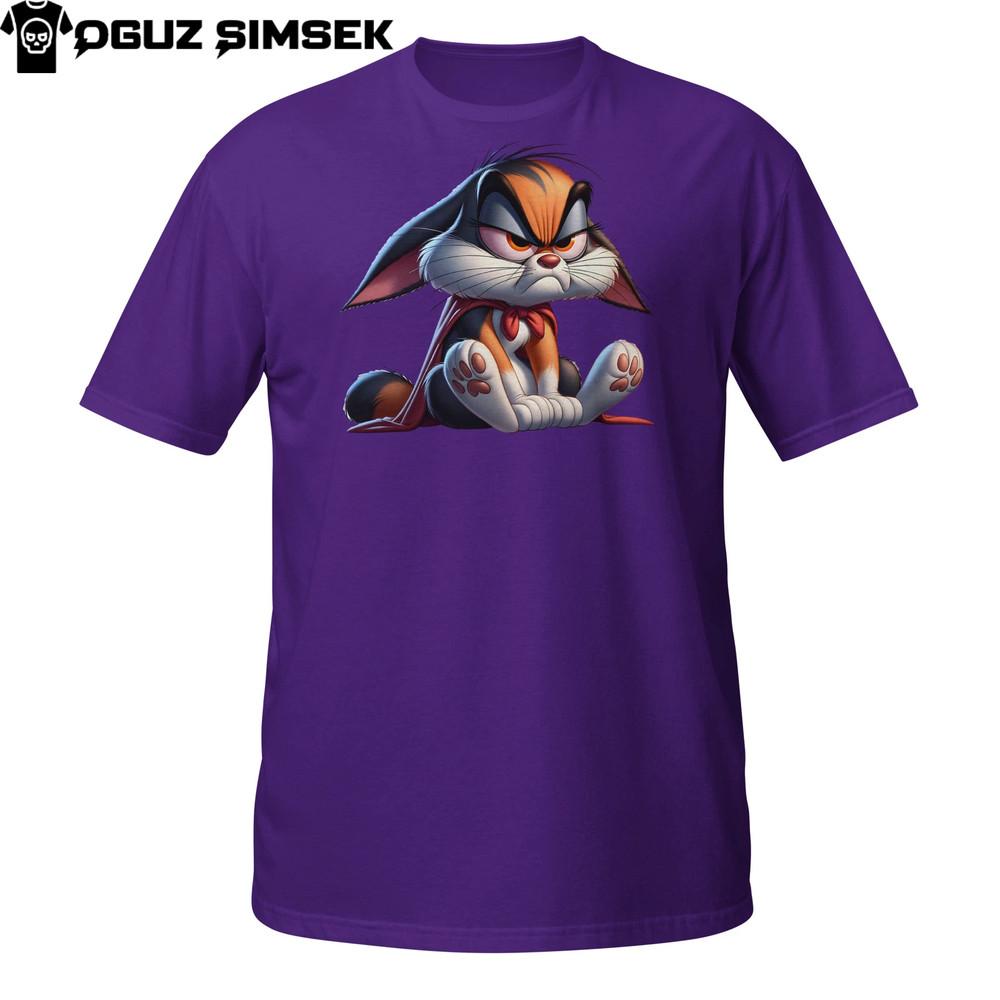 

Angry Long-Eared Cat Shirt – Moody Cartoon Kitten with Wild Vibes Tee S