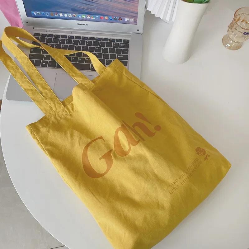 Pink Women Portable Canvas Shoulder Bag Student Girls Daily Casual Tote Handbags Large Capacity Ladies Reusable Shopping Bags