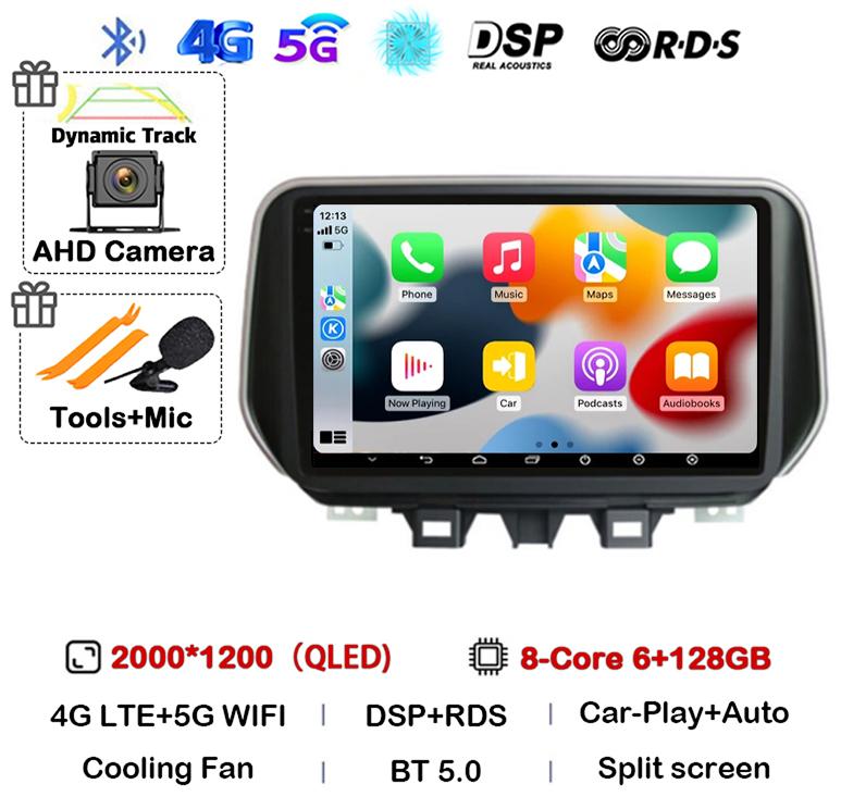 Android 14 Carplay Auto WIFI+4G For Hyundai Tucson IX35 2018 2019 2020 Car Radio Stereo Multimedia Player GPS BT 360 Camera DSP