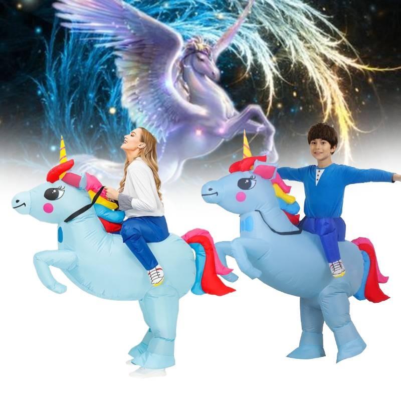 Blue Unicorn Inflatable Costumes Adults Child Christmas Halloween Dress Gift Up