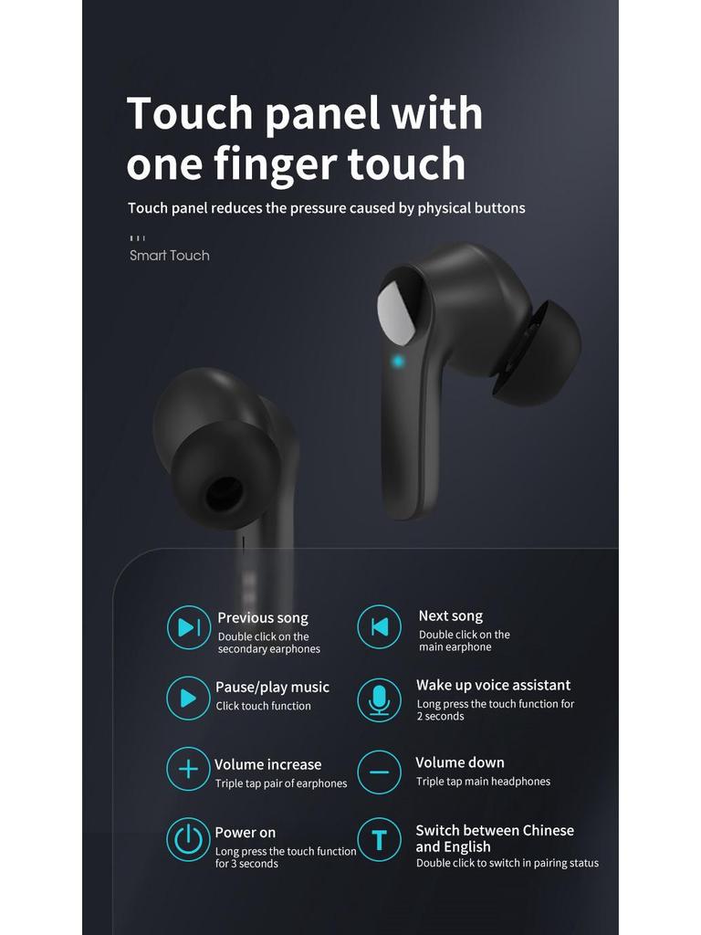 B11 Multilingual Bluetooth Translation Earphones: Portable, Wireless In-Ear with Touch Control
