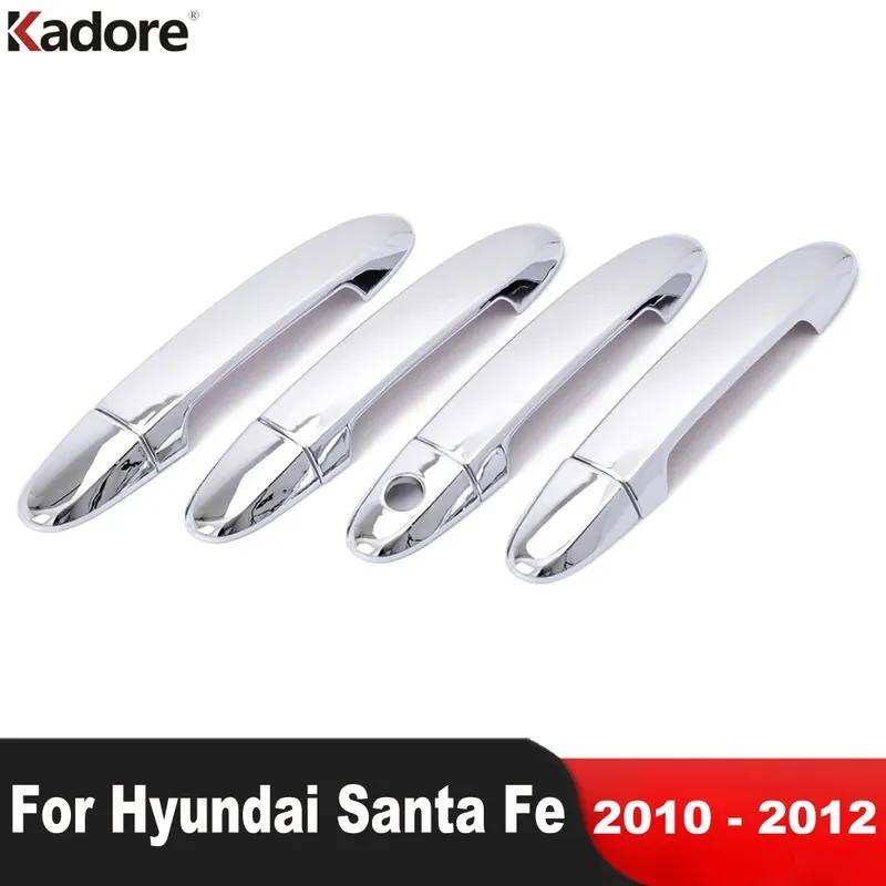 For Hyundai Santa Fe 2010 2011 2012 Chrome Car Door Handle Cover Trim Side Door Handles Catch Cap Overlay Exteiror Accessories