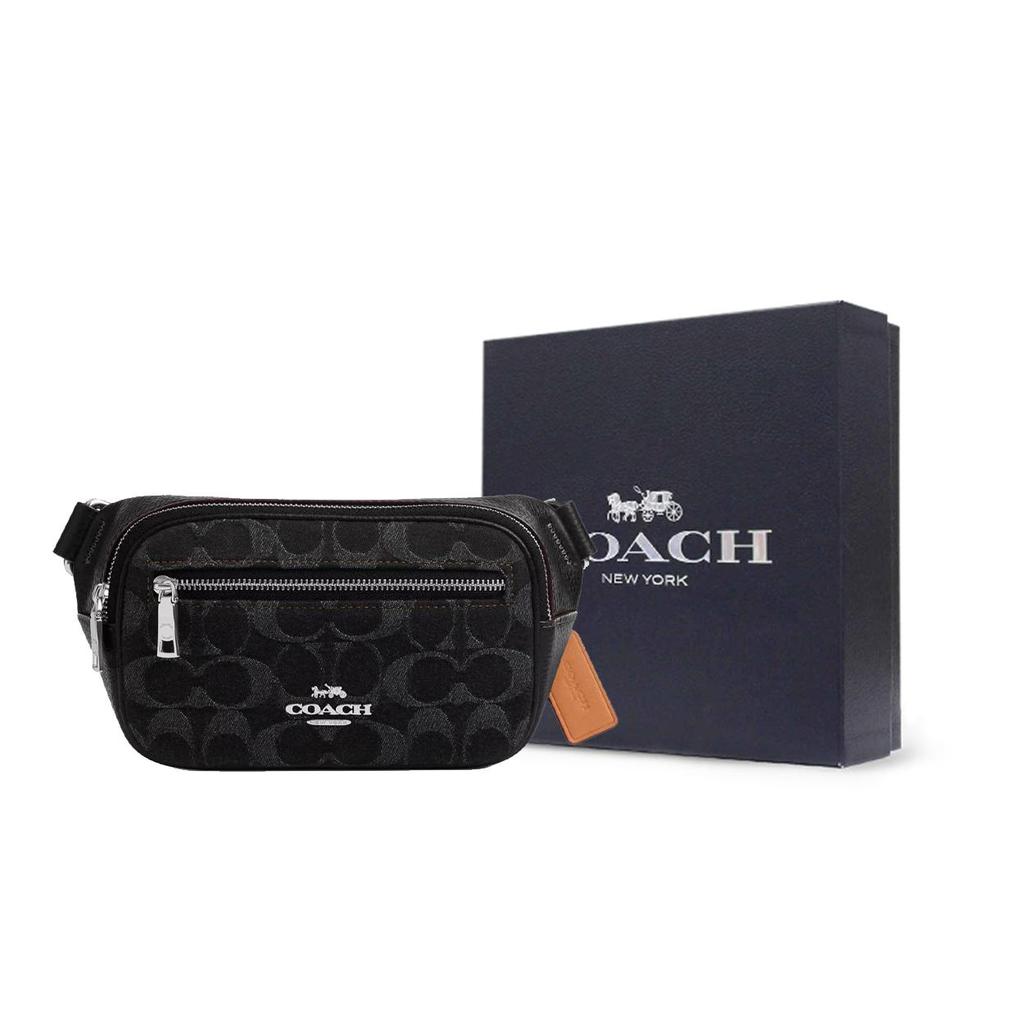 COACH Denim One Shoulder Crossbody Fanny Pack Small Unisex Black CQ186-SVBK