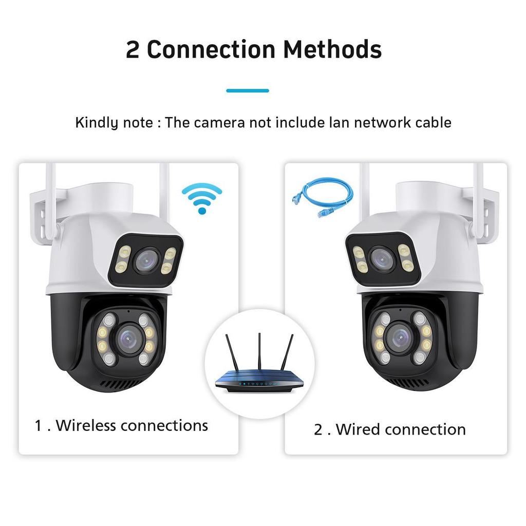 icsee 8MP Wireless Dual-Lens HD Night Vision Outdoor Security Camera with 360° Mobile Remote Control