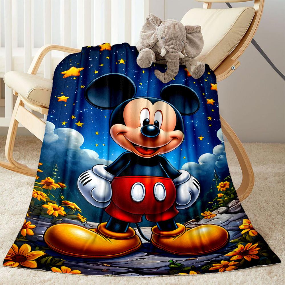Mickey Mouse Starry Night Blanket Warmthful Decor Perfect for Sofa Office Chair Livingroom Four Seasons Universal Playful Design