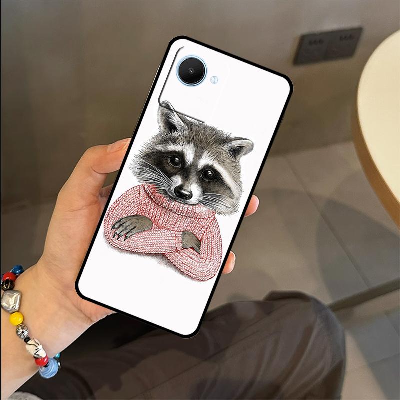 Raccoon Animal Case For Realme C53 C55 C51 C25 C63 C61 C65 C67 C71 C75 GT6 GT7 Pro 11 12 13 14 15 Pro Plus