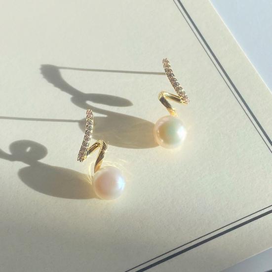 1 Pair Stud Earrings Twisted Rhinestones Jewelry Korean Style Faux Pearls Stud Earrings Jewelry Gifts