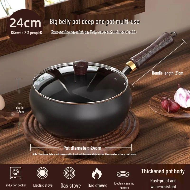 SPUCR Supugu Antihaft-Großer Bauch-Eisenkochtopf & Wok für Induktionsherde
