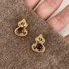Silver Needle Zircon Tiger's Eye Stone Gourd Stud Earrings New Chinese Retro National Style Temperament Earrings Light Luxury High-end Earrings Women