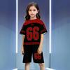 Unisex Kids' Sport Set with Letter Print, Short Sleeve Top and Pants, Round Neck Casual Outfit