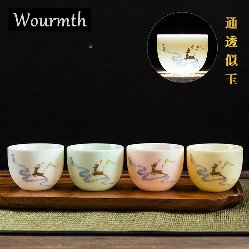 Chińska biała porcelanowa mała filiżanka do herbaty, domowa, osobista filiżanka, wysokiej jakości ceramiczny zestaw do herbaty Kungfu, akcesoria do ceremonii herbacianej