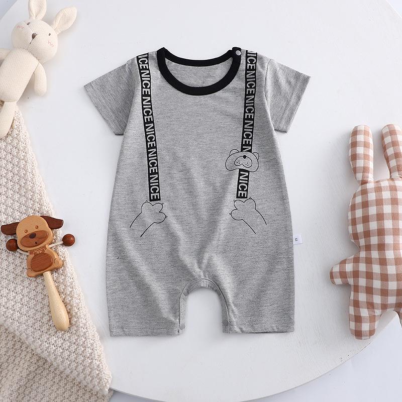 2026 Summer Kids O-Neck Short Sleeve Pajama-Rompers Baby Spring Short Crawling Clothes Cartoon Cotton Jumpsuit for Girl Boy